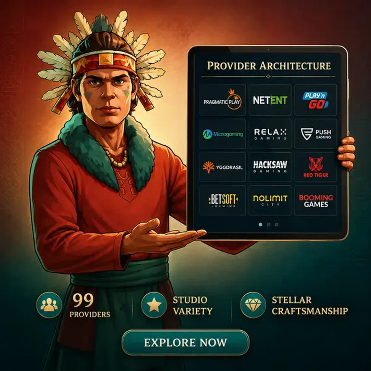 Jackpotraider Free Slots provider grid displayed on tablet with game studio logos