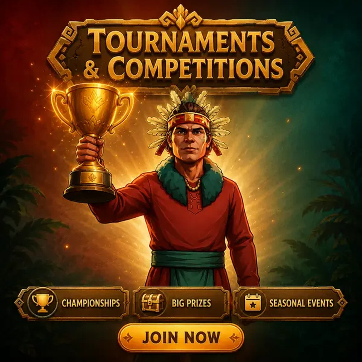 The Riverborn champion holding golden tournament trophy at Jackpotraider competitions hall
